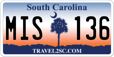 SC license plate MIS136