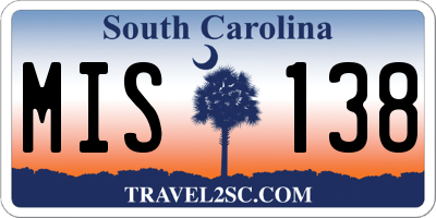 SC license plate MIS138