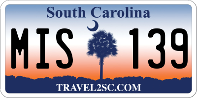 SC license plate MIS139