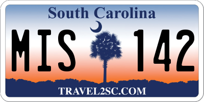 SC license plate MIS142
