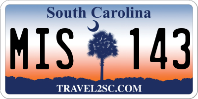 SC license plate MIS143
