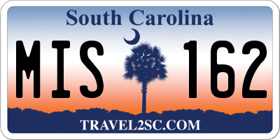 SC license plate MIS162
