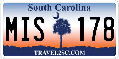 SC license plate MIS178