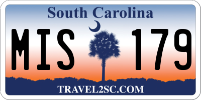 SC license plate MIS179