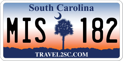 SC license plate MIS182