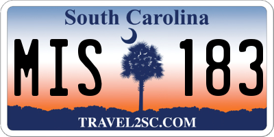 SC license plate MIS183