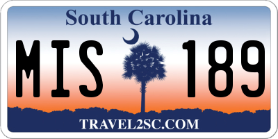 SC license plate MIS189