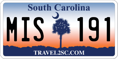 SC license plate MIS191