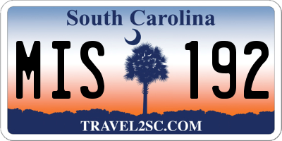 SC license plate MIS192