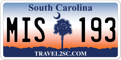 SC license plate MIS193