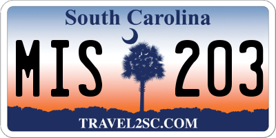 SC license plate MIS203