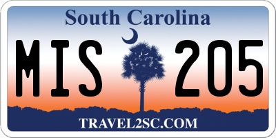 SC license plate MIS205