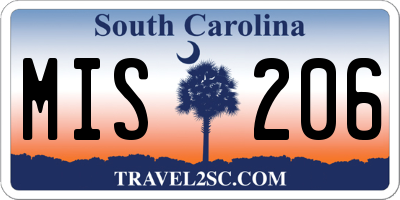 SC license plate MIS206