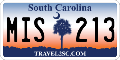 SC license plate MIS213