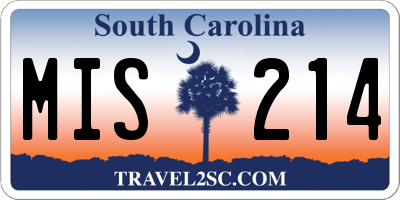 SC license plate MIS214