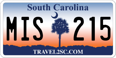 SC license plate MIS215