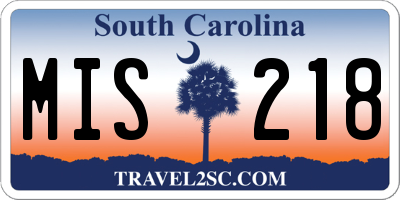 SC license plate MIS218