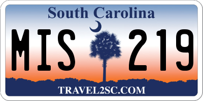 SC license plate MIS219