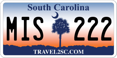 SC license plate MIS222