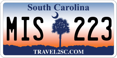 SC license plate MIS223