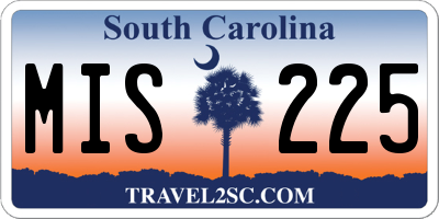 SC license plate MIS225