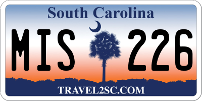 SC license plate MIS226