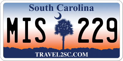 SC license plate MIS229