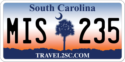 SC license plate MIS235