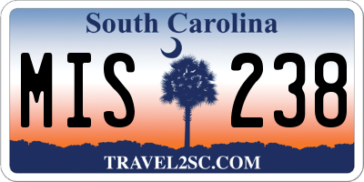 SC license plate MIS238