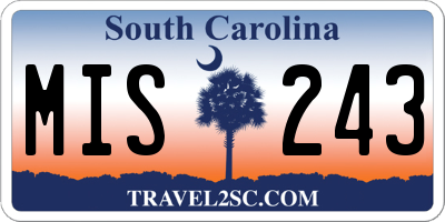 SC license plate MIS243