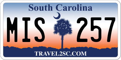 SC license plate MIS257