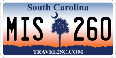 SC license plate MIS260