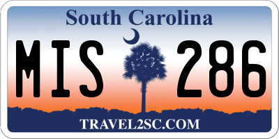 SC license plate MIS286