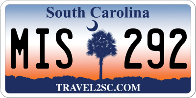 SC license plate MIS292