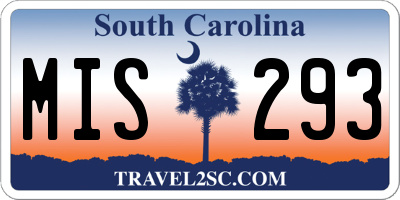 SC license plate MIS293