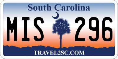 SC license plate MIS296