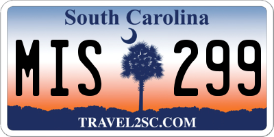 SC license plate MIS299