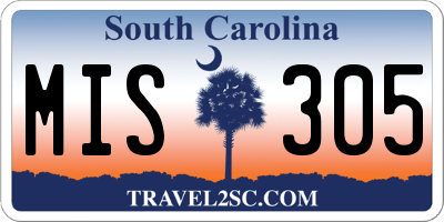 SC license plate MIS305