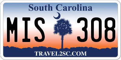SC license plate MIS308