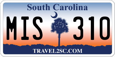 SC license plate MIS310