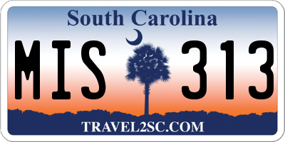 SC license plate MIS313