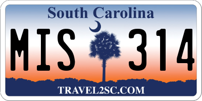 SC license plate MIS314