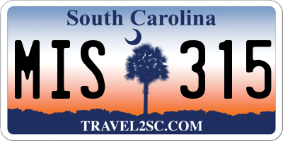 SC license plate MIS315