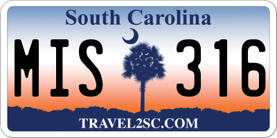 SC license plate MIS316