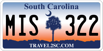 SC license plate MIS322