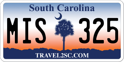 SC license plate MIS325