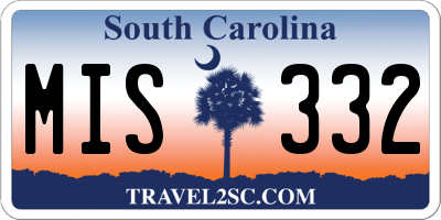 SC license plate MIS332