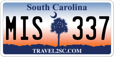 SC license plate MIS337