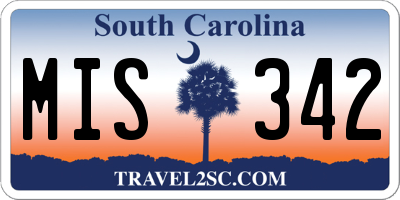 SC license plate MIS342