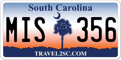 SC license plate MIS356